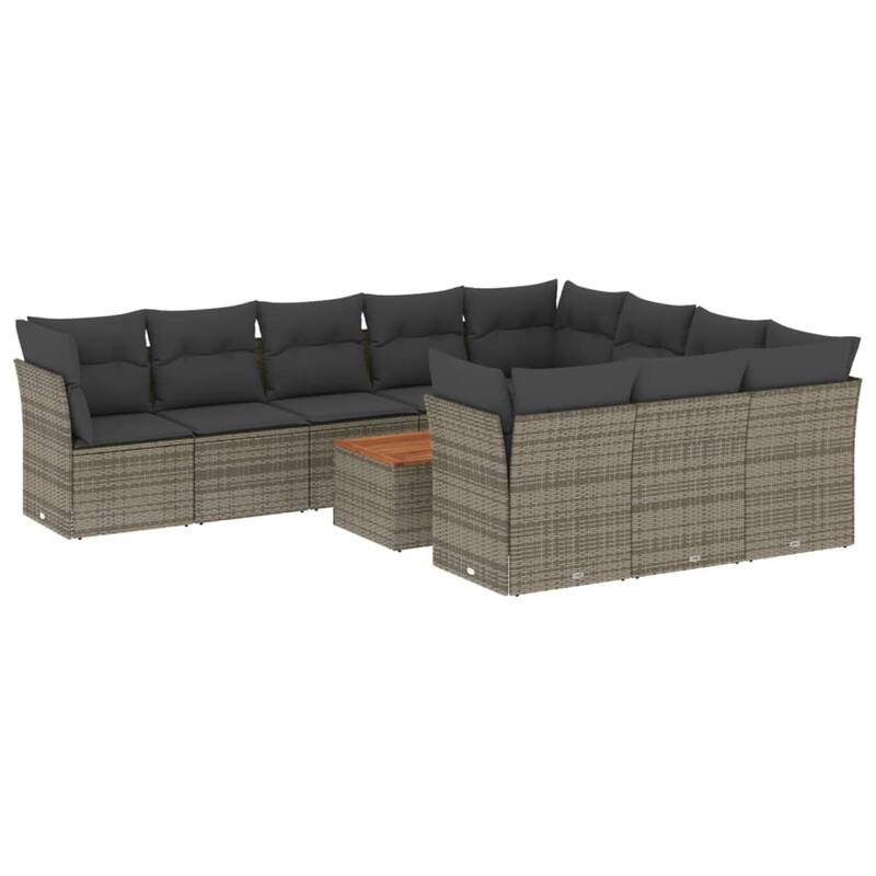 vidaXL Patio Sofa Set with Cushions Outdoor Furniture 11 Piece Poly Rattan - 21.7 x 21.7 x 14.6