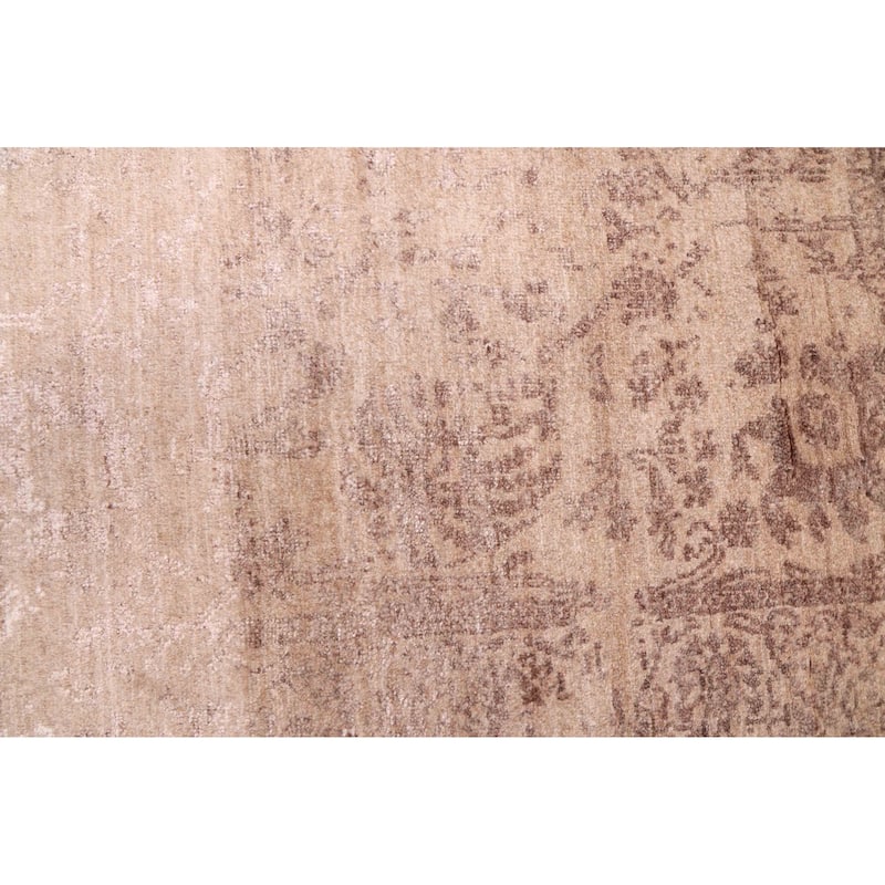 ECARPETGALLERY Hand-knotted Heritage Tan Silk, Wool Rug - 2'6 x 12'4