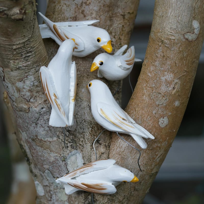 Novica Handmade Hope Doves Wood Ornaments (Set Of 5)
