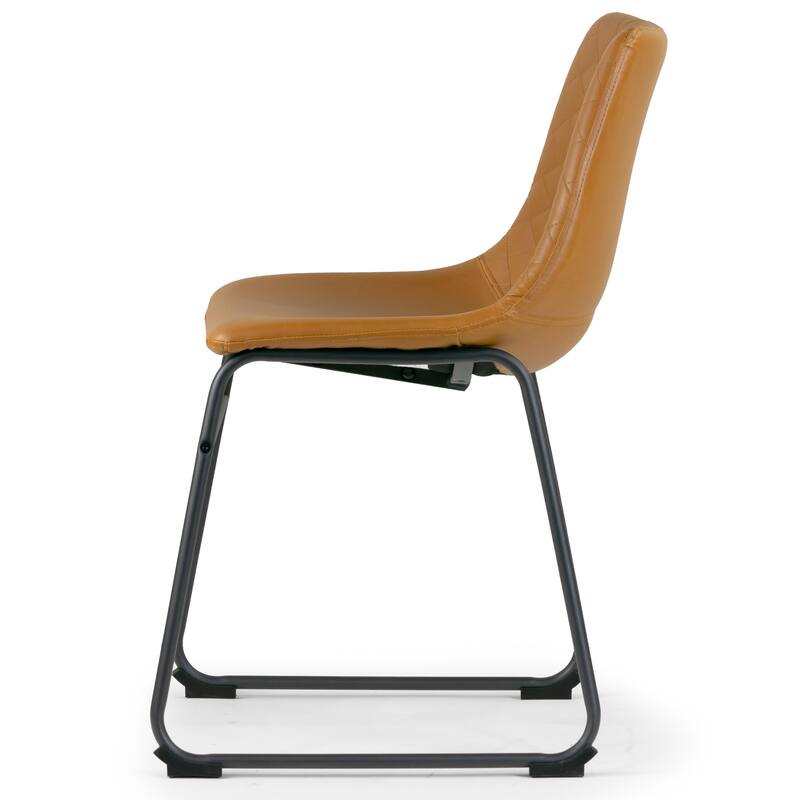 Set of 2 Ave Iron Frame Cappuccino Brown Faux Leather Dining Chair