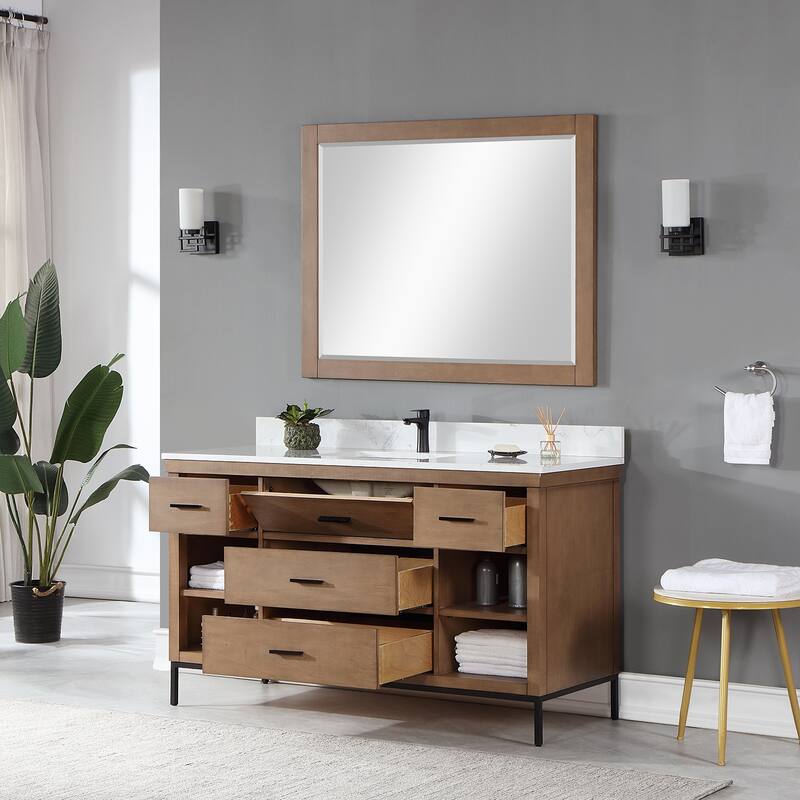 Altair Kesia Bathroom Vanity with Composite Stone Countertop with Mirror