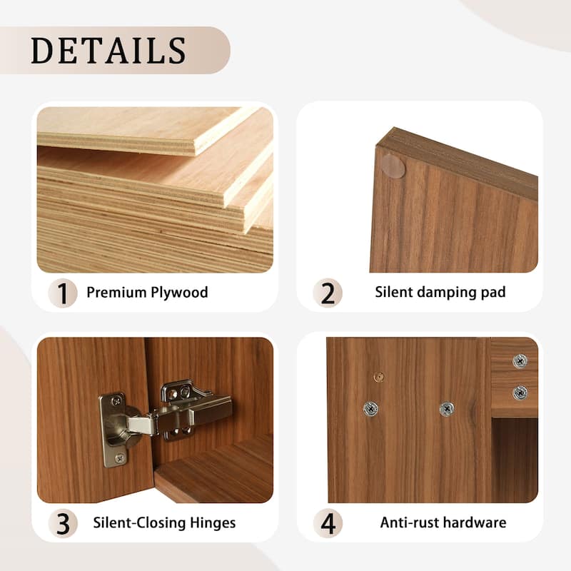 20 inch Wall-Mounted Bathroom Vanity Set in Walnut with Integrated Resin Sink