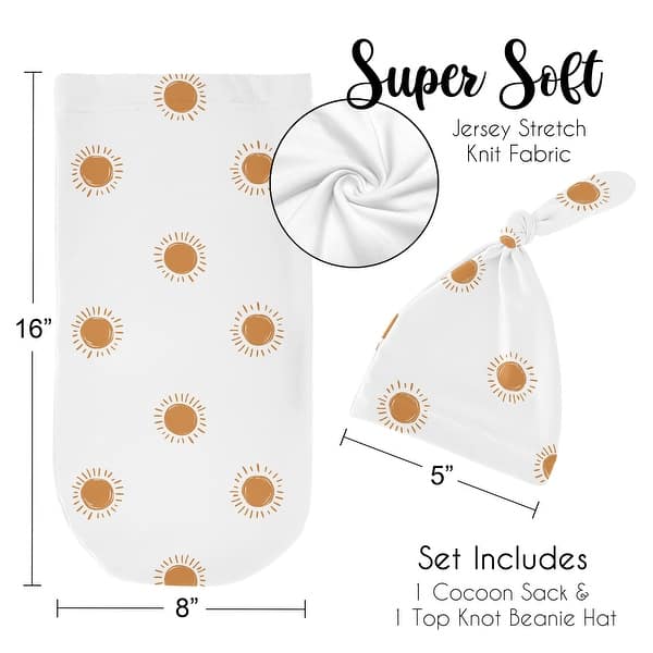 White and Orange Boho Sun Baby Cocoon and Beanie Hat Sleep Sack 2pc Set ...