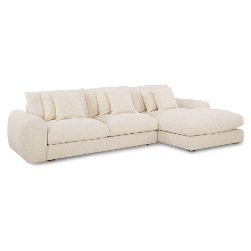 NADAAL STUDIOS Avelyn Left-Facing Sectional, Pillow-Soft Seating with Faux Feather Fill and Oat Fabric Upholstery