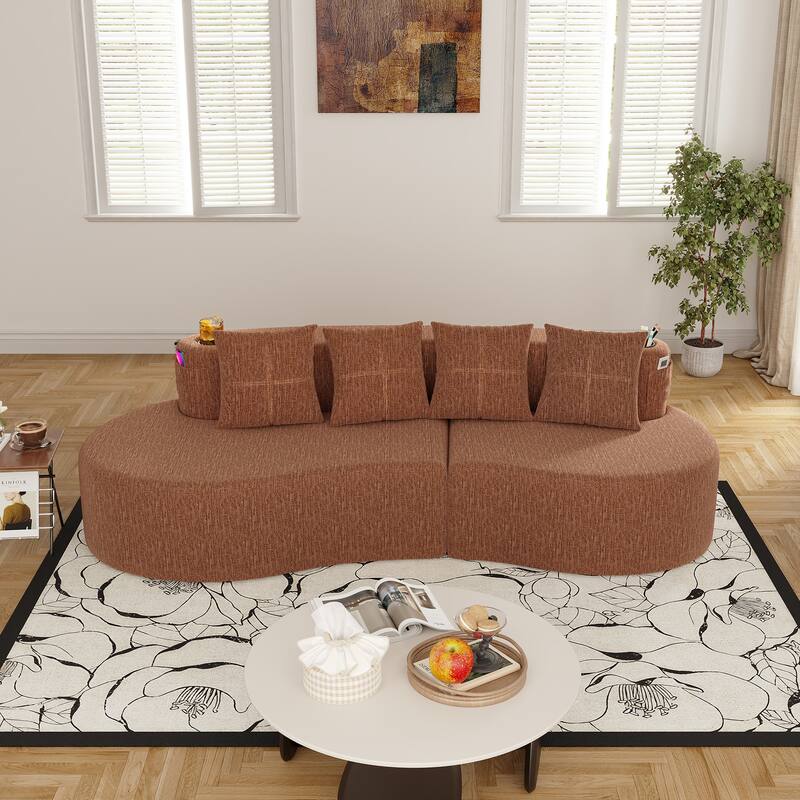 Modern Curved Sectional 3 Seat Minimalist Elegant Half Moon Sofa Compressed Modular Sectional Sofa for Living Room, Office