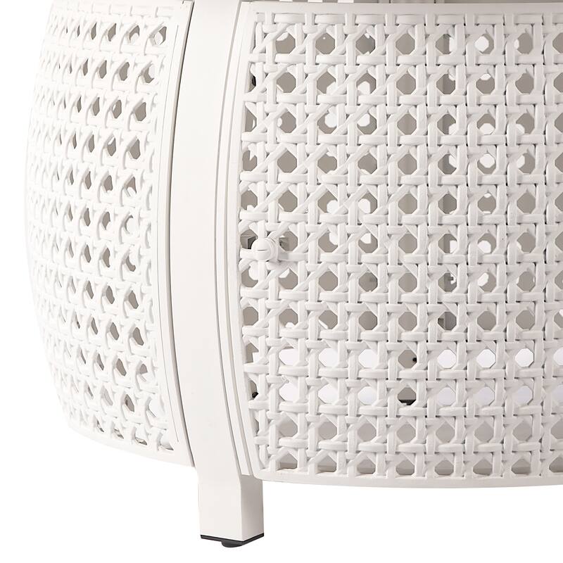 Round 44 in. x 44 in. Aluminum Propane Fire Pit Table with Glass Beads, Two Covers, Lid, 57,000 BTUs - N/A