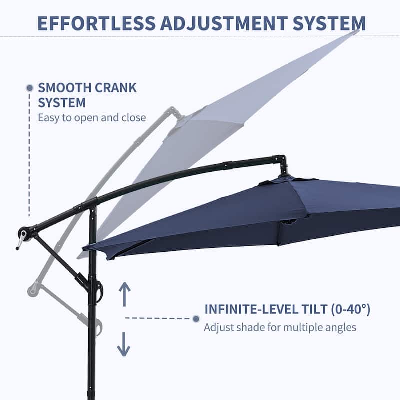 Ainfox 10ft Offset Hanging Market Patio Umbrella With Base