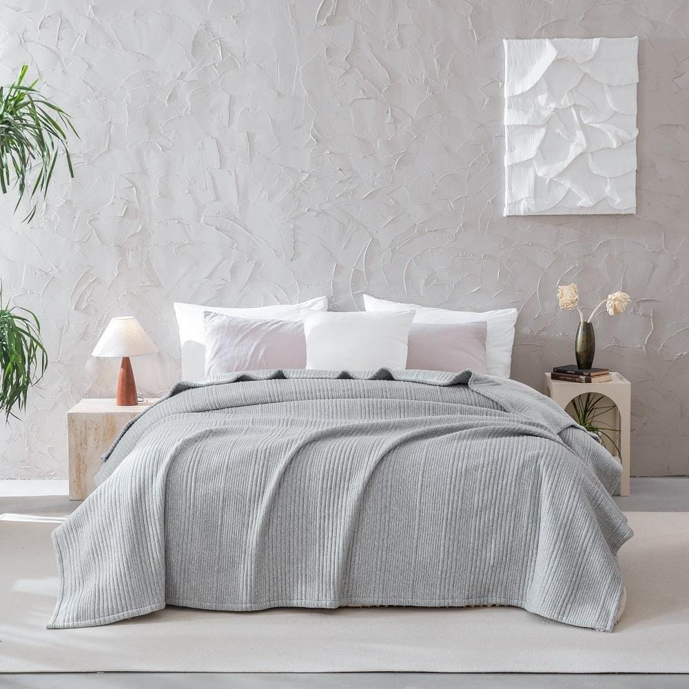 Cotton Cloud Jersey Bed Blanket, Quilted Bedspread, Soft Coverlet