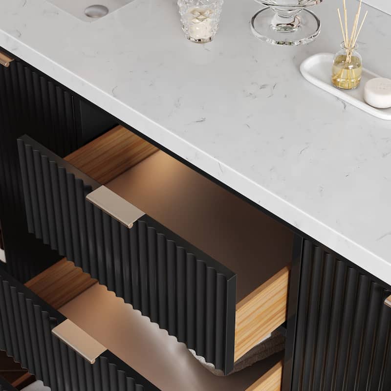 Ariel P72DCQRVO Milan 72" Free Standing Double Basin Vanity Set with