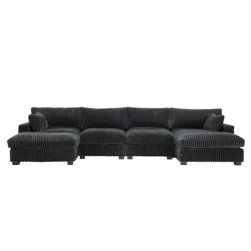 Oversized U-shaped Plush Modular Sectional Sofa Set