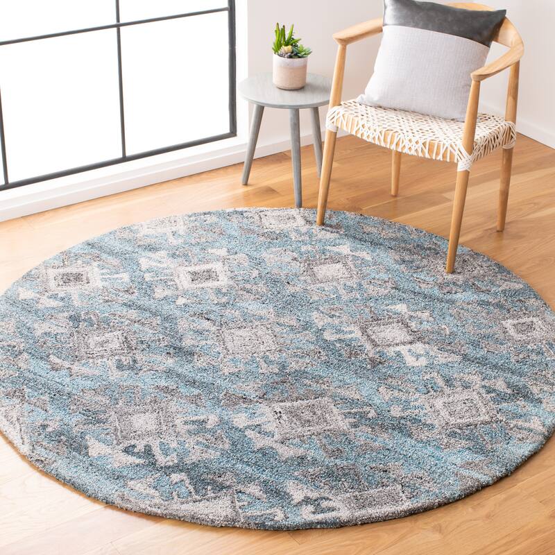 SAFAVIEH Handmade Abstract Arcangela Modern Wool Rug - 6' Round - Grey/Black