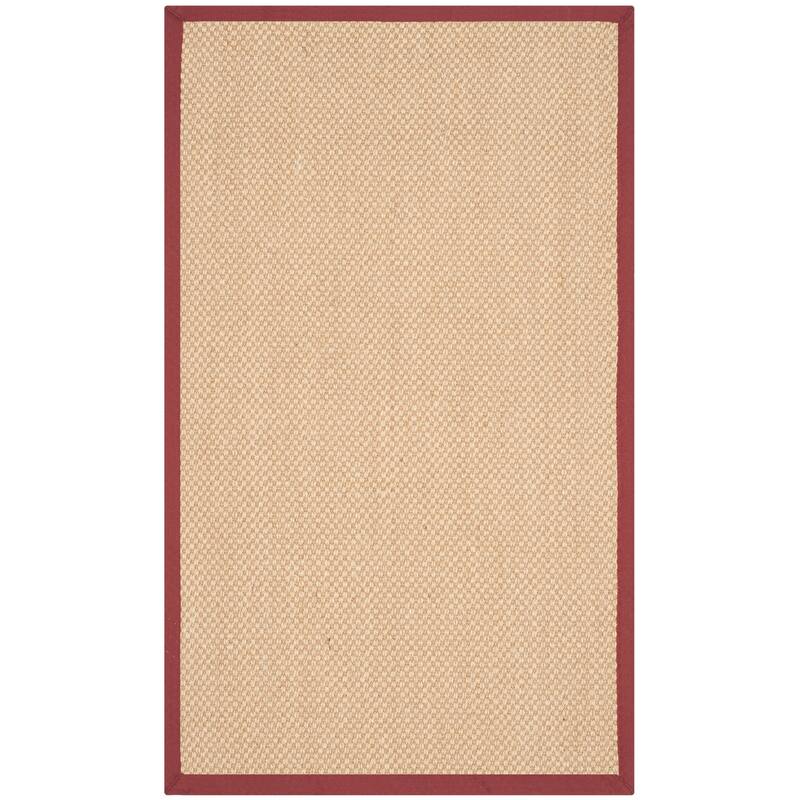 SAFAVIEH Natural Fiber Venus Casual Border Sisal Rug - 4' Square - Maize/Burgundy
