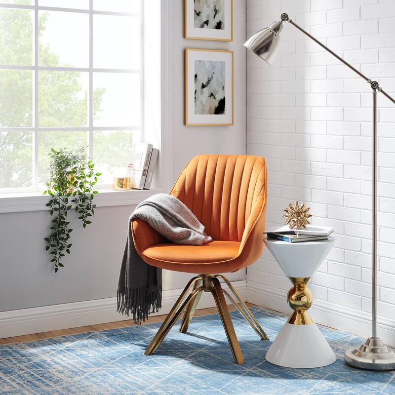 Art Leon Classical Swivel Office Accent Arm Chair with Golden Legs