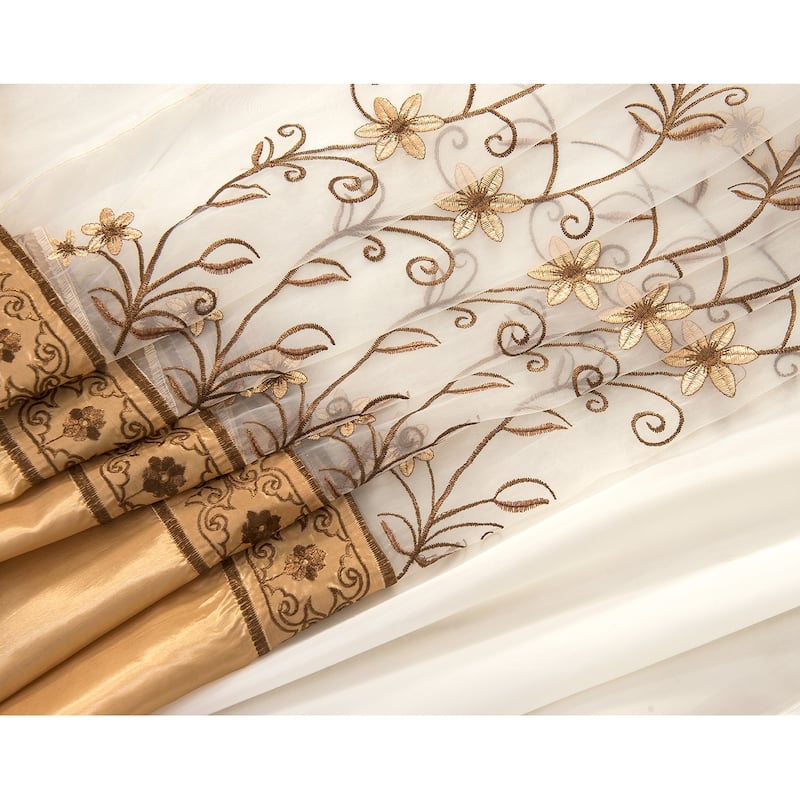 Priscilla Embroidered Window Curtain with Double Valance 90"
