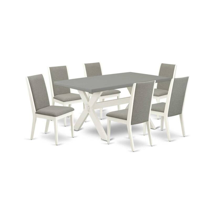 HomeStock 7-Piece Natural Oak Finish Solid Wood Top Dining Table with 6-Chairs