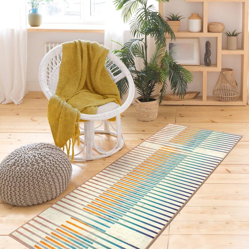 My Magic Carpet Machine Washable Rug Flux Striped Multicolor