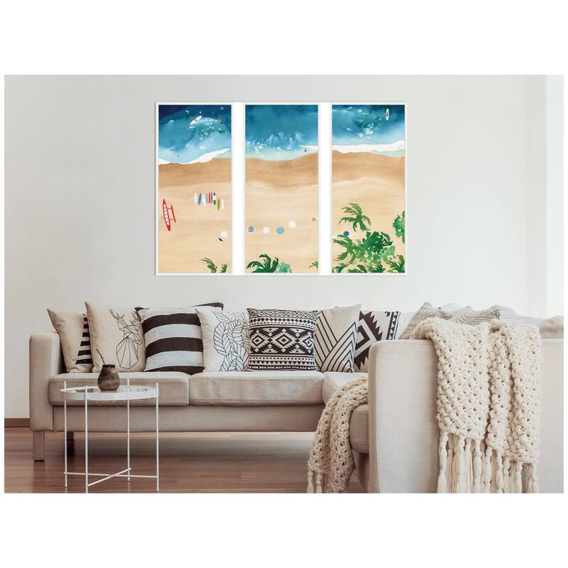 Kate and Laurel A Day of Play Vibrant 3 Piece Framed Canvas Wall Art Set by Janet Meinke Lau
