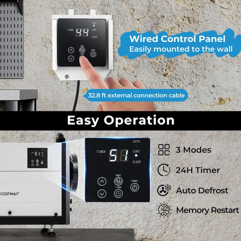 Costway 124 Pint Crawl Space Dehumidifier Commercial Dehumidifier with - See Details