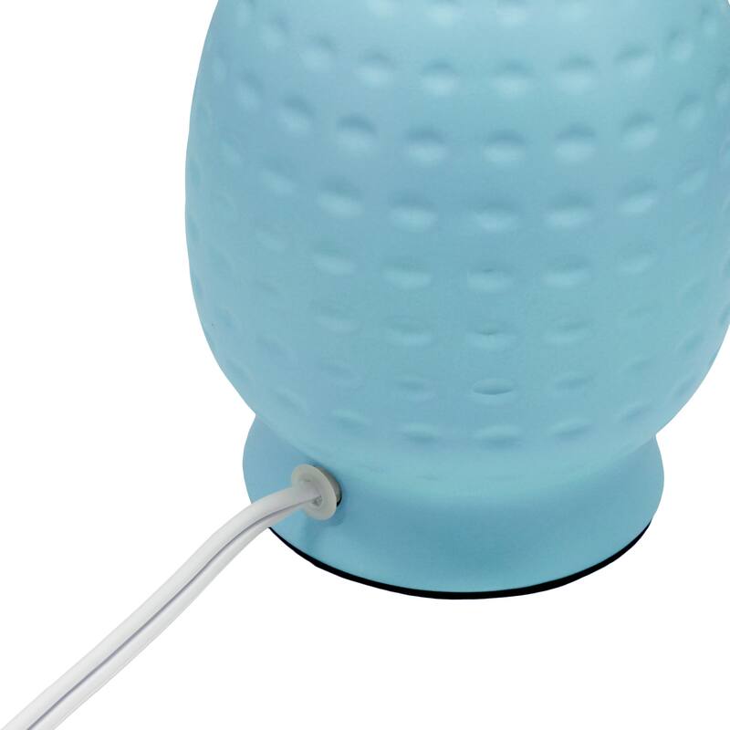Petite Dimpled Ceramic Table Lamp with Tapered Shade - 12.5" - Blue