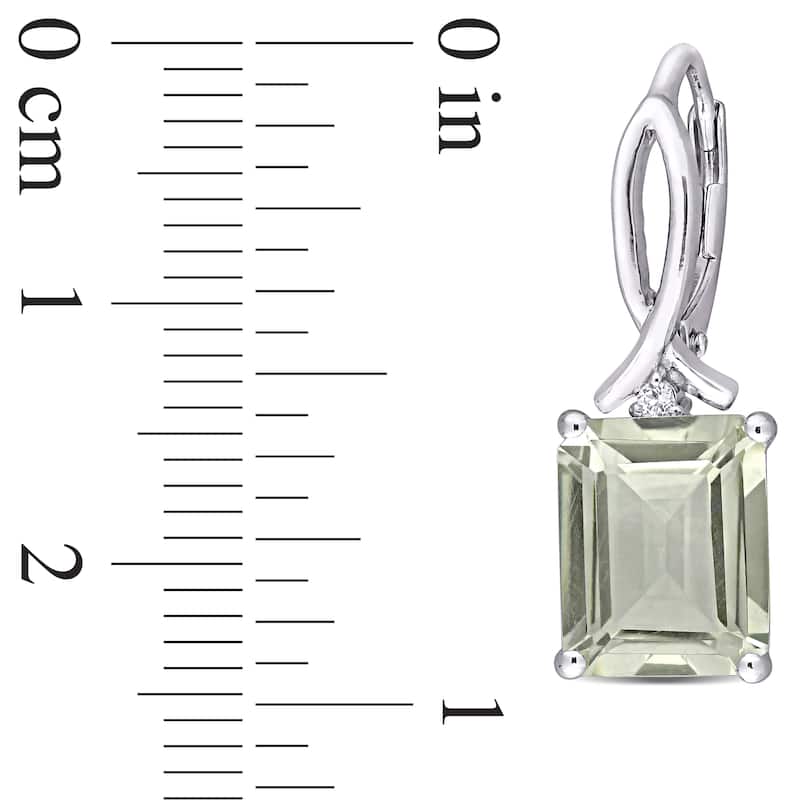 Miadora 6 1/2ct TGW Green Quartz and White Topaz Leverback Earrings Sterling Silver