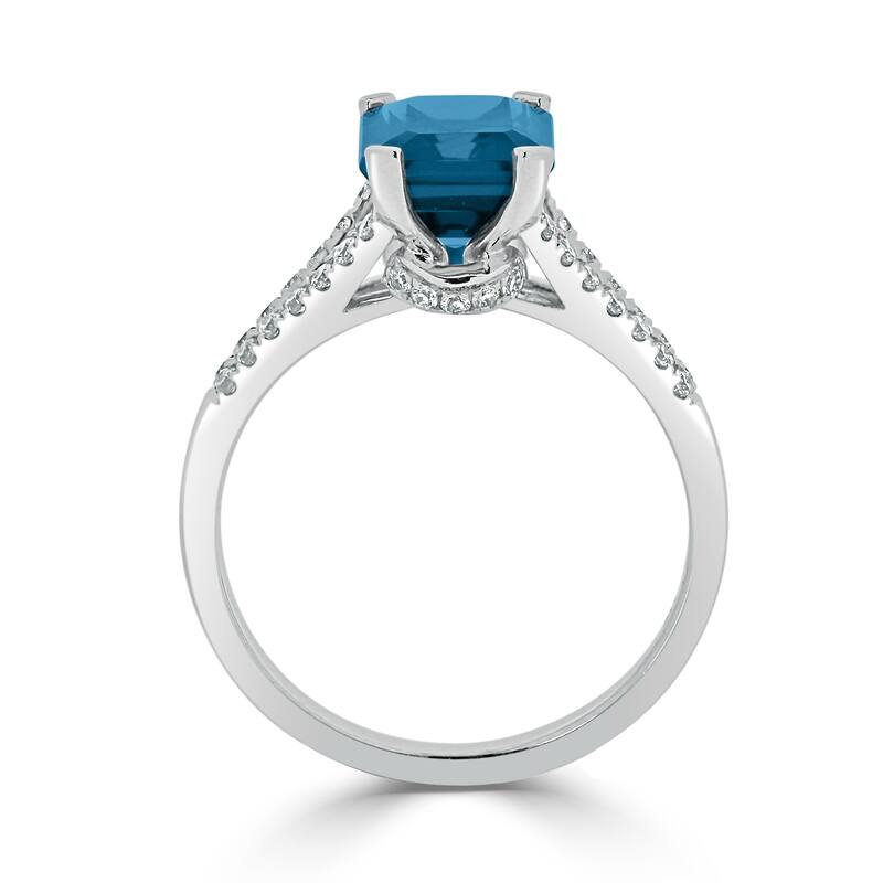 Auriya 2 1/8ct Fancy Emerald-cut Swiss Blue Topaz and Diamond Engagement Ring 1/4ctw 14k Gold