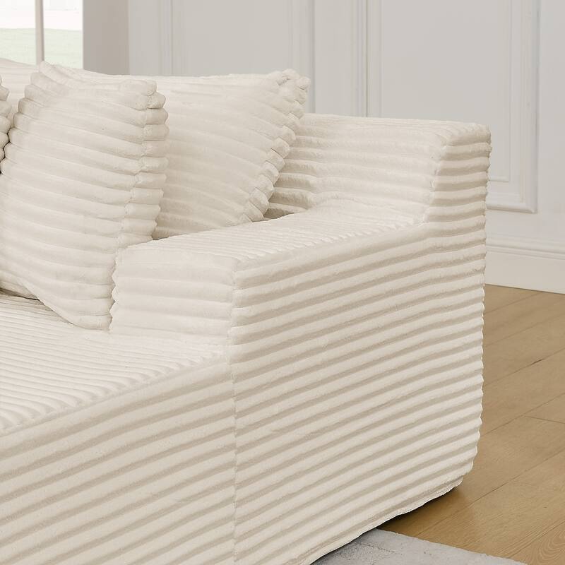 Two-seater lazy sofa lounge chair,Compressed sofa no assembly required, made of velvet fabric, fluffy modern lounge chair