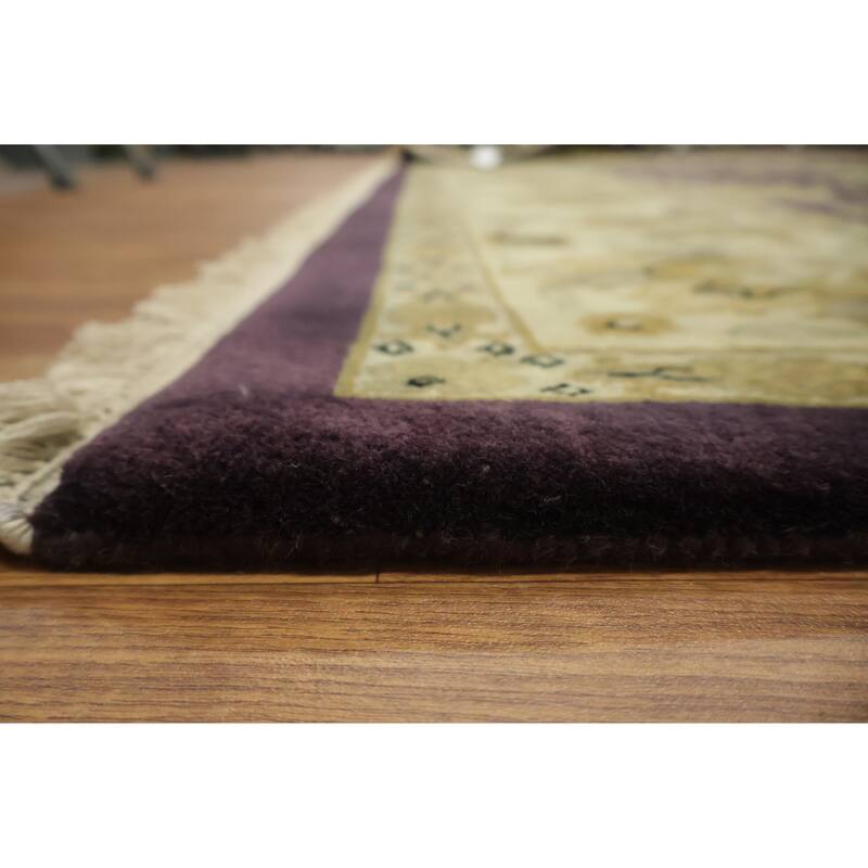 Hand Knotted Oriental 100% Wool Carpet Traditional All-Over Purples Agra Area Rug - 11' 11'' X 9' 0''