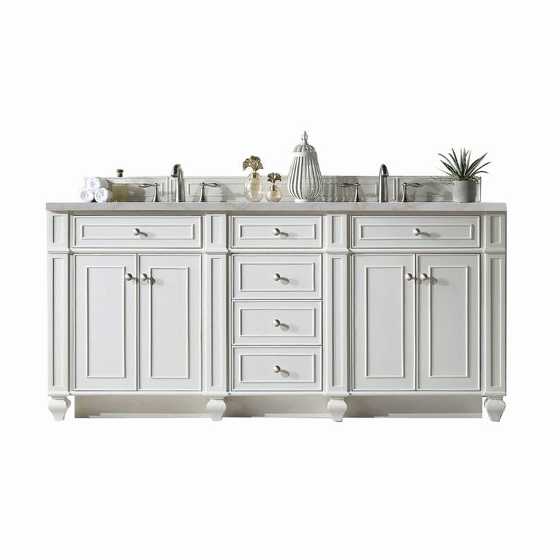 James Martin Vanities 157-V72-3VSL Bristol 72" Double Basin Walnut - Bright White