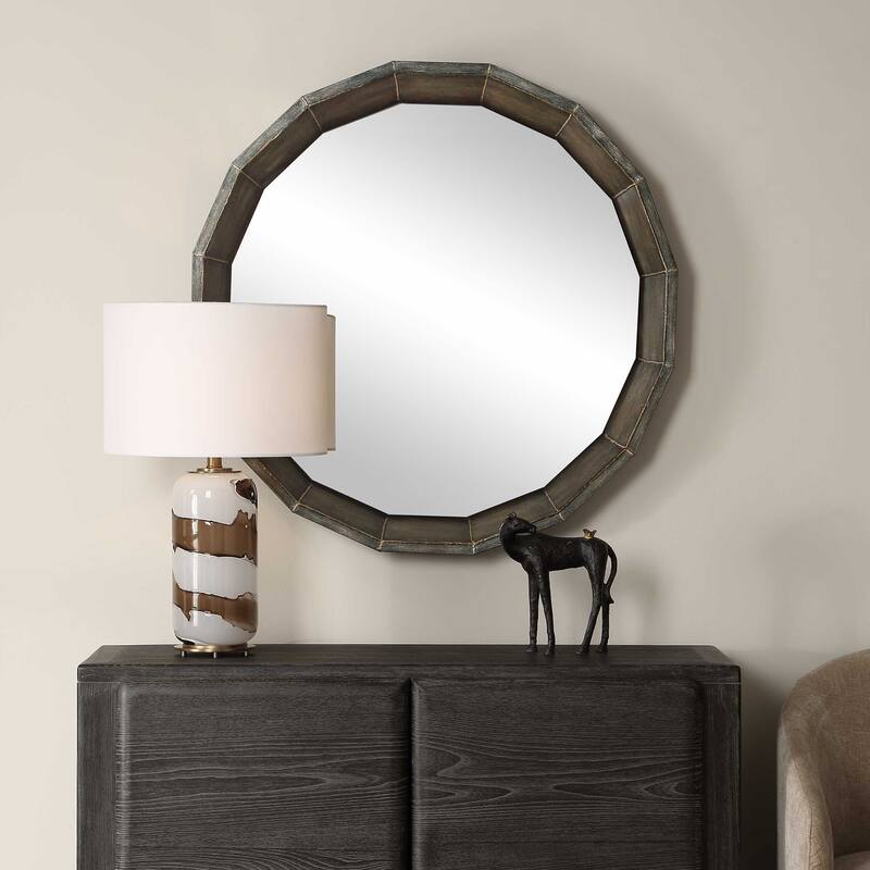 Uttermost Neve Bronze Round Mirror - 34.25" W x 34.25" H x 3.00" D