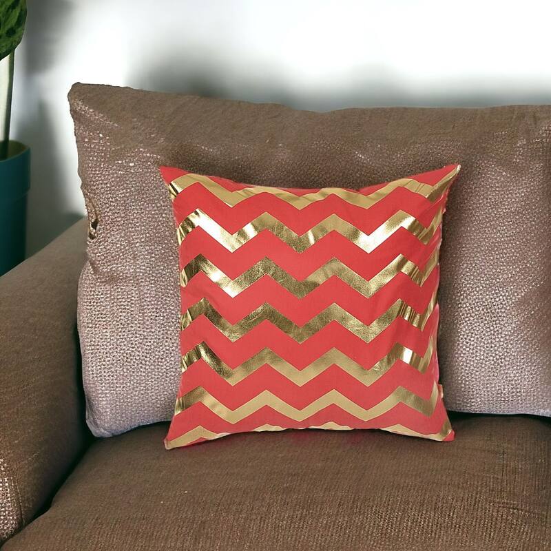 HomeRoots 18" Red and Gold Throw Pillow Cover - Accent