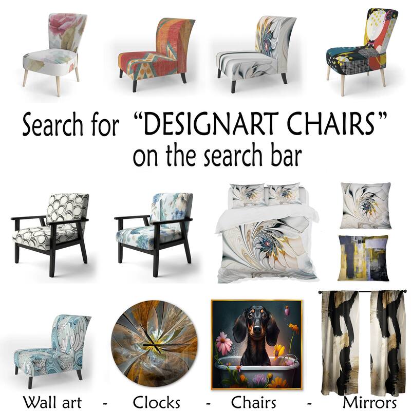Designart "Brown And Black Movement I" Upholstered Modern & Contemporary Accent Chair and Modern & Contemporary Arm Chair