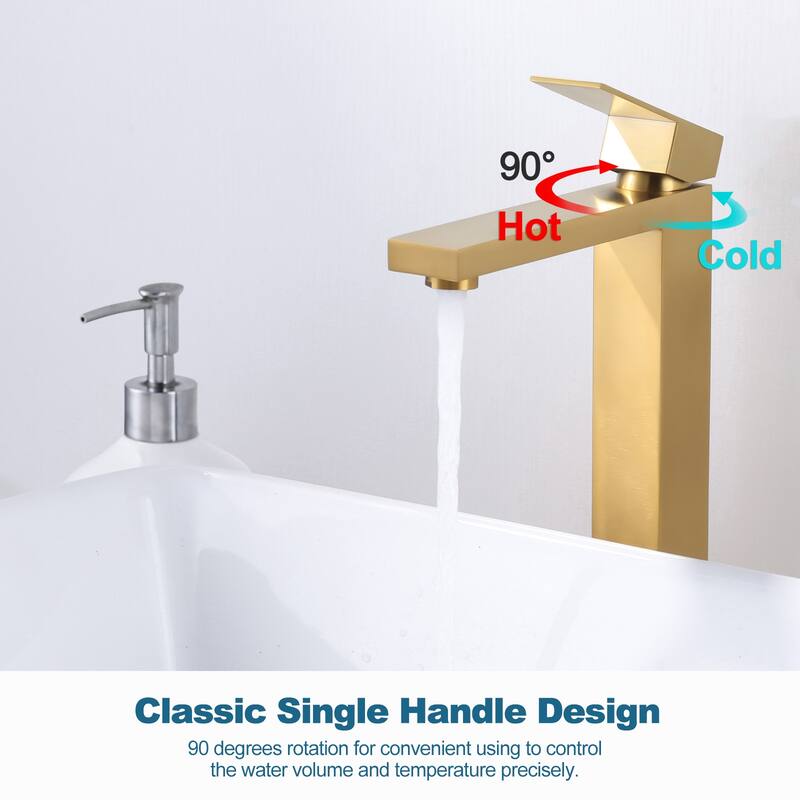 WOWOW Single Handle Single Hole High Arc Bathroom Vessel Faucet