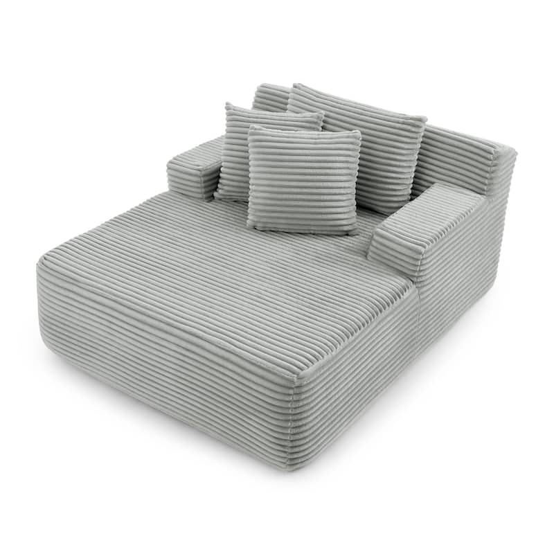 Roomfitters Velvet Lounge Chair No Assembly Required, Fluffy Single Lazy Sofa for Living Room and Bedroom