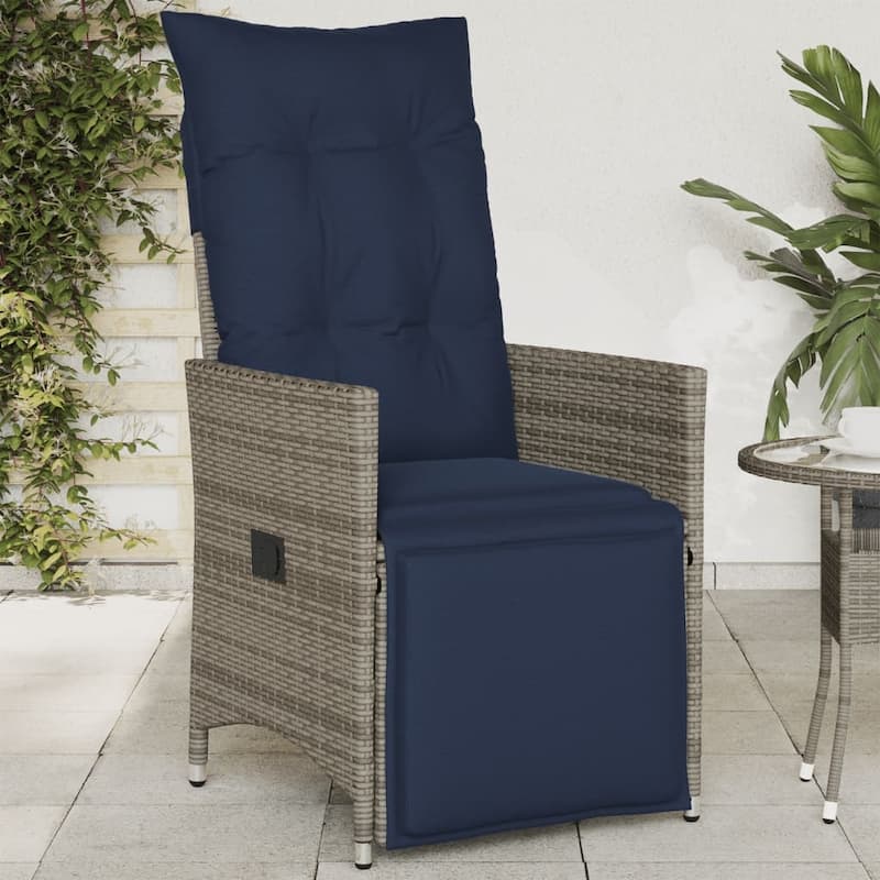 vidaXL Garden Sofa Set with Cushions Gray Poly Rattan - 22 x 23.2 x 36.2 - With footrest