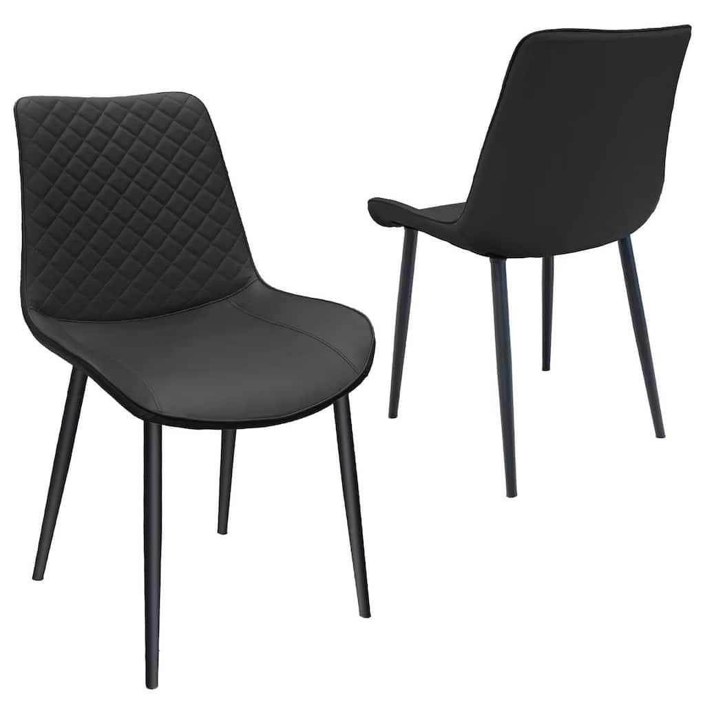 PU Leather Dining Chair Set of 2 with Metal Legs for Kitchen, Restaurant, Living, Meeting Room