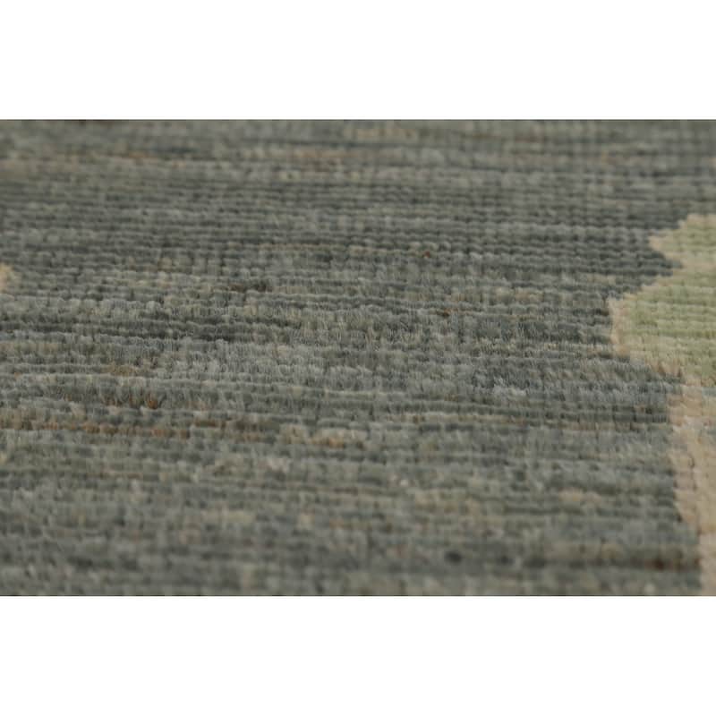 Hand Knotted Oriental 100% Wool Carpet Transitional All-Over Greys & Charcoal Oushak Area Rug - 9' 10'' X 8' 1''