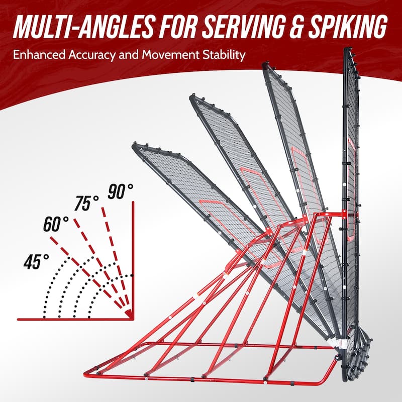 7x4 FT Volleyball Rebounder Net - 90° Foldable Angle & Sturdy