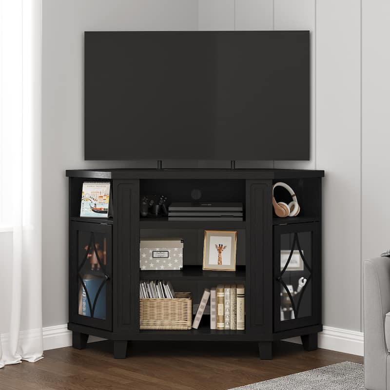 Corner TV Stands for TVs up to 55'', Media Console Table with Adjustable Shelves