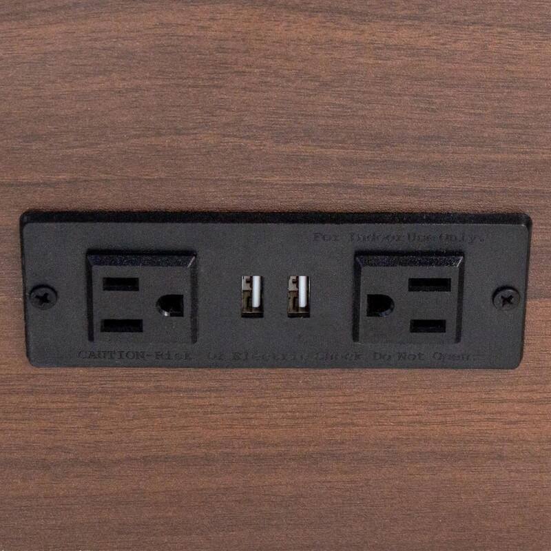 Farmhouse Nightstand with Charging Station, Rustic Bedside Table with Shelf