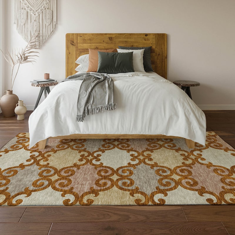 Premium Washable Super Soft Ornate Scroll Mayfield Rug