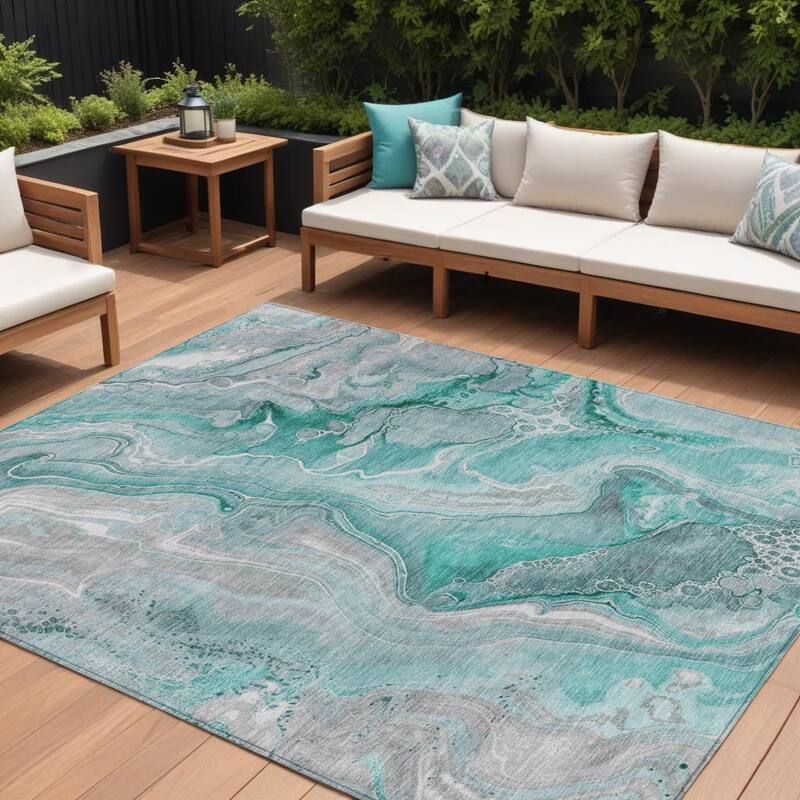 HomeRoots Abstract Modern Rectangle Outdoor Rug - 8' X 10'