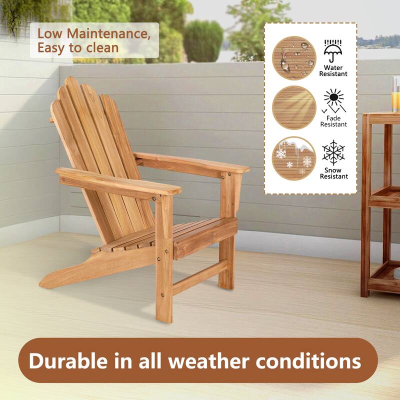 Folding Adirondack Chair All Weather Outdoor Chair with Footstool