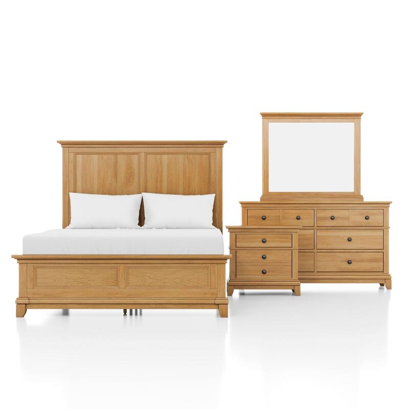 Furniture of America Wellington Farmhouse Natural Oak 4-Piece Wood Kids Bedroom Set