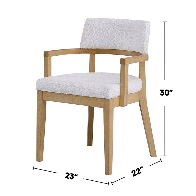 Set of 2 Upholstered Dining Arm Chair with Tapered Legs in Oak