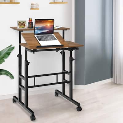 Mobile Standing Desk Stand Up Desk Height Adjustable Home Office Desk