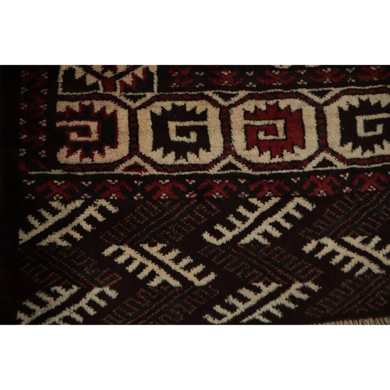 Hand Knotted Oriental 100% Wool Carpet Traditional All-Over Red Turkoman Area Rug - 10' 3'' X 7' 3''