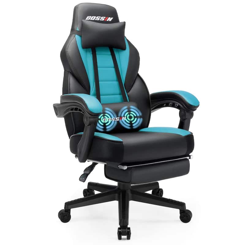 BOSSIN Racing Style Gaming Chair,400 lbs Big and Tall gamer chair High Back Computer Chair - Blue