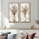preview thumbnail 12 of 16, Beige White Boho Plant Chic I - Boho Feather Framed Wall Art Set Of 2 - Traditional Wall Art Decor 2 Pieces 24 in. W x 28 in. H - Wood - Brown