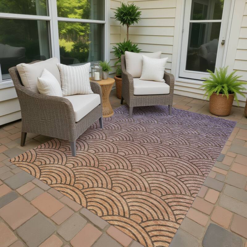 Machine Washable Indoor/ Outdoor Contemporary Poppy Chantille Rug - Chocolate - 8' x 10'