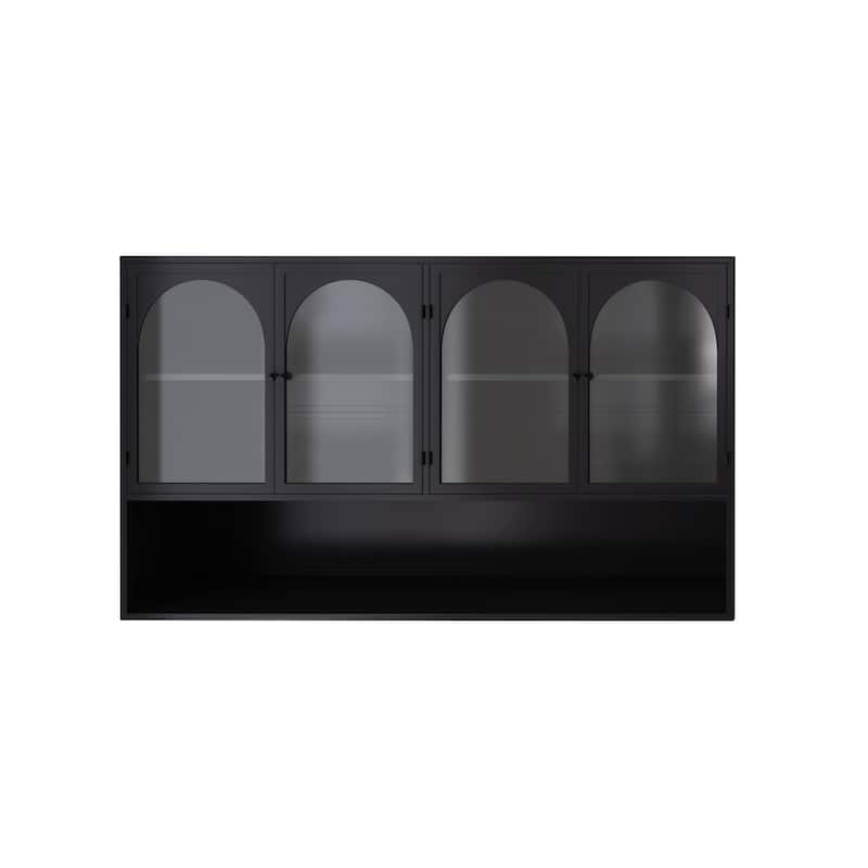 47.25" 4-door Glass Wall-mounted Cabinet Storage,